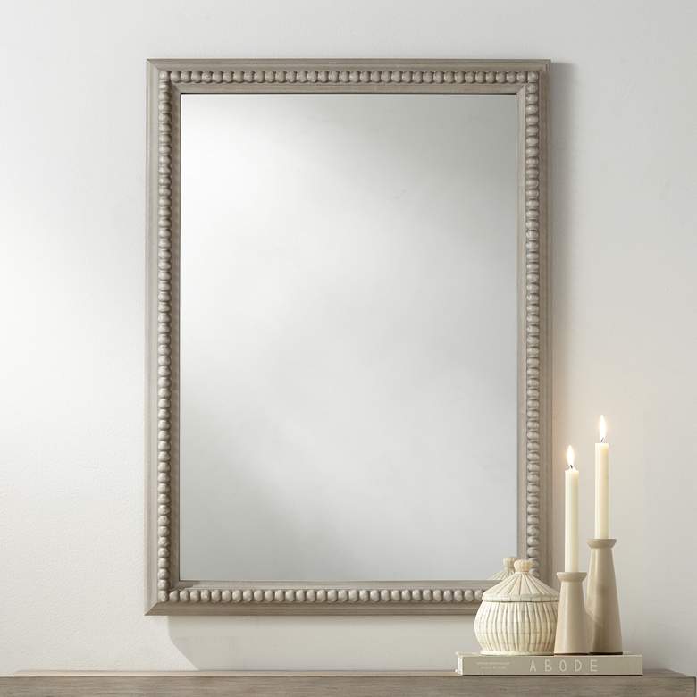 Image 1 Dylann Gray-Washed Wood 25 1/2" x 35" Rectangular Wall Mirror