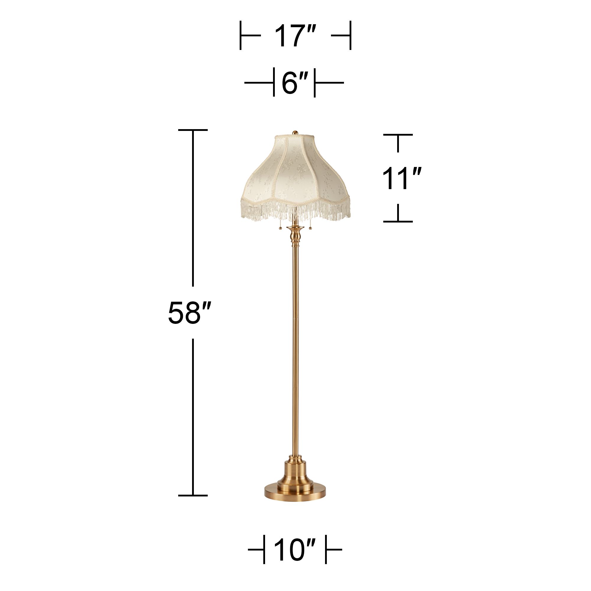 Image 5 Dyna 58"H Antique Brass and Cream Scallop Shade 2-Light Floor Lamp more views