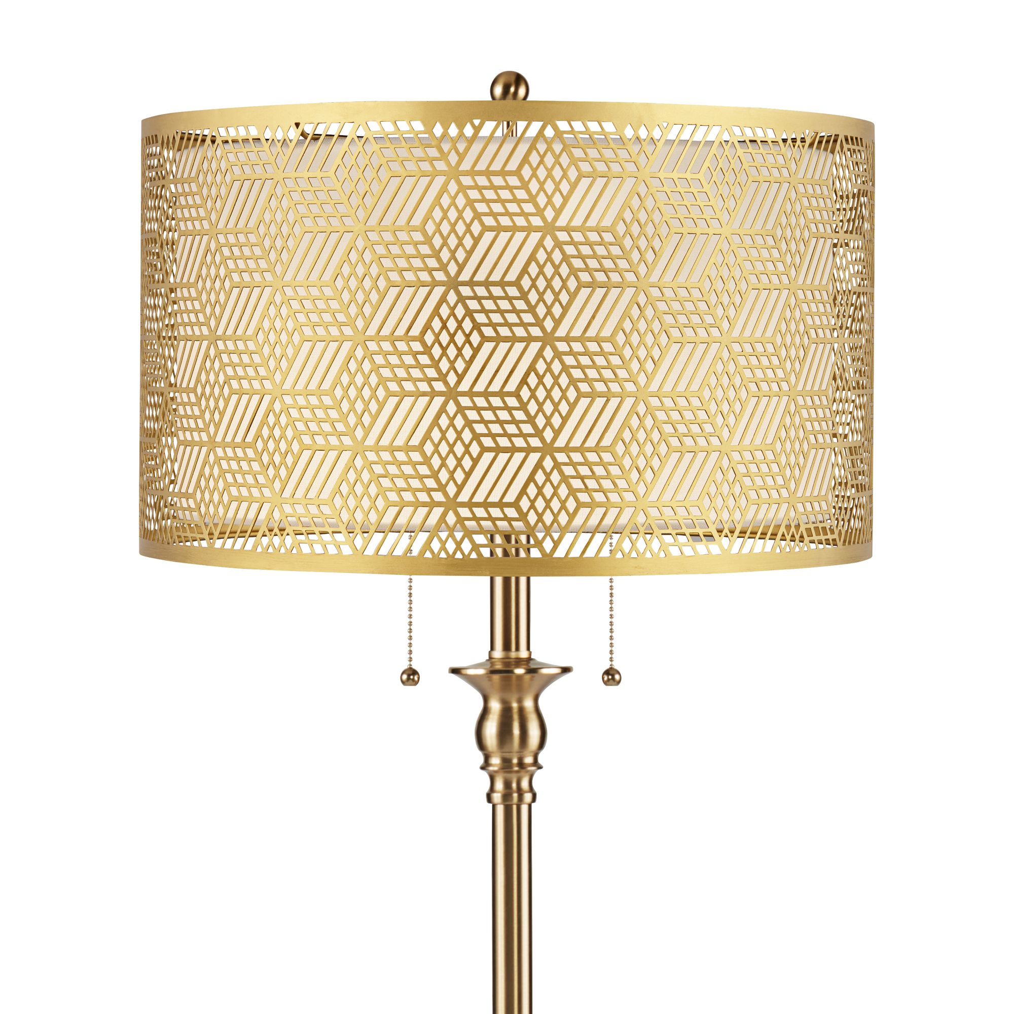 Image 2 Dyna 58"H Antique Brass and Gold Laser Cut Shade 2-Light Floor Lamp more views