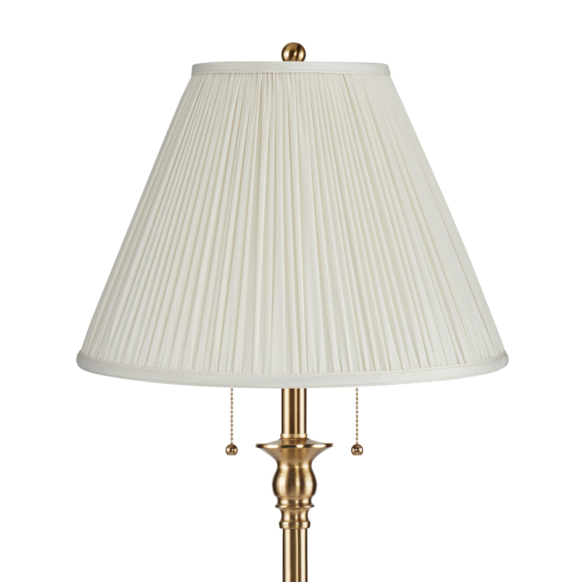 Image 2 Dyna 58"H Antique Brass and Off-White Pleated Shade 2-Light Floor Lamp more views