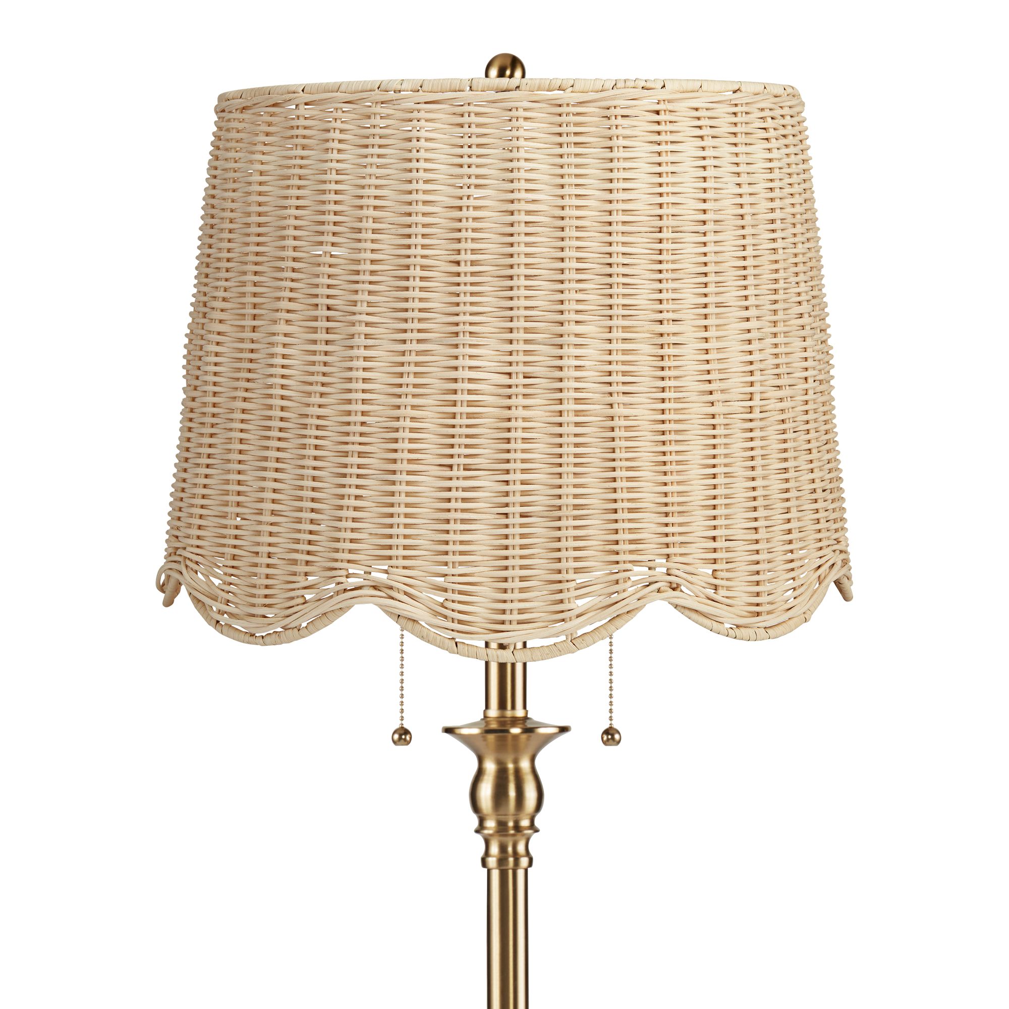 Image 2 Dyna 58"H Antique Brass and Rattan Drum Shade 2-Light Floor Lamp more views