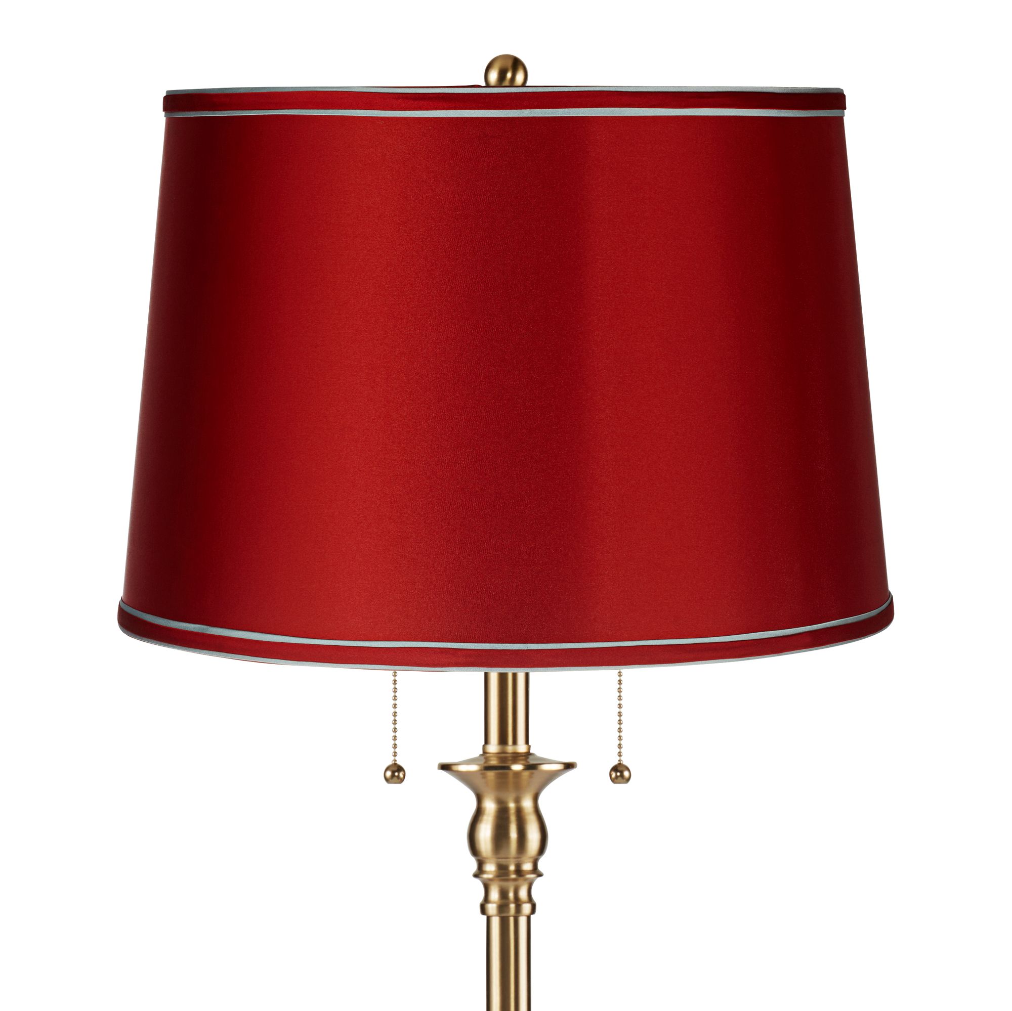 Image 2 Dyna 58" High Antique Brass and Satin Red Shade 2-Light Floor Lamp more views