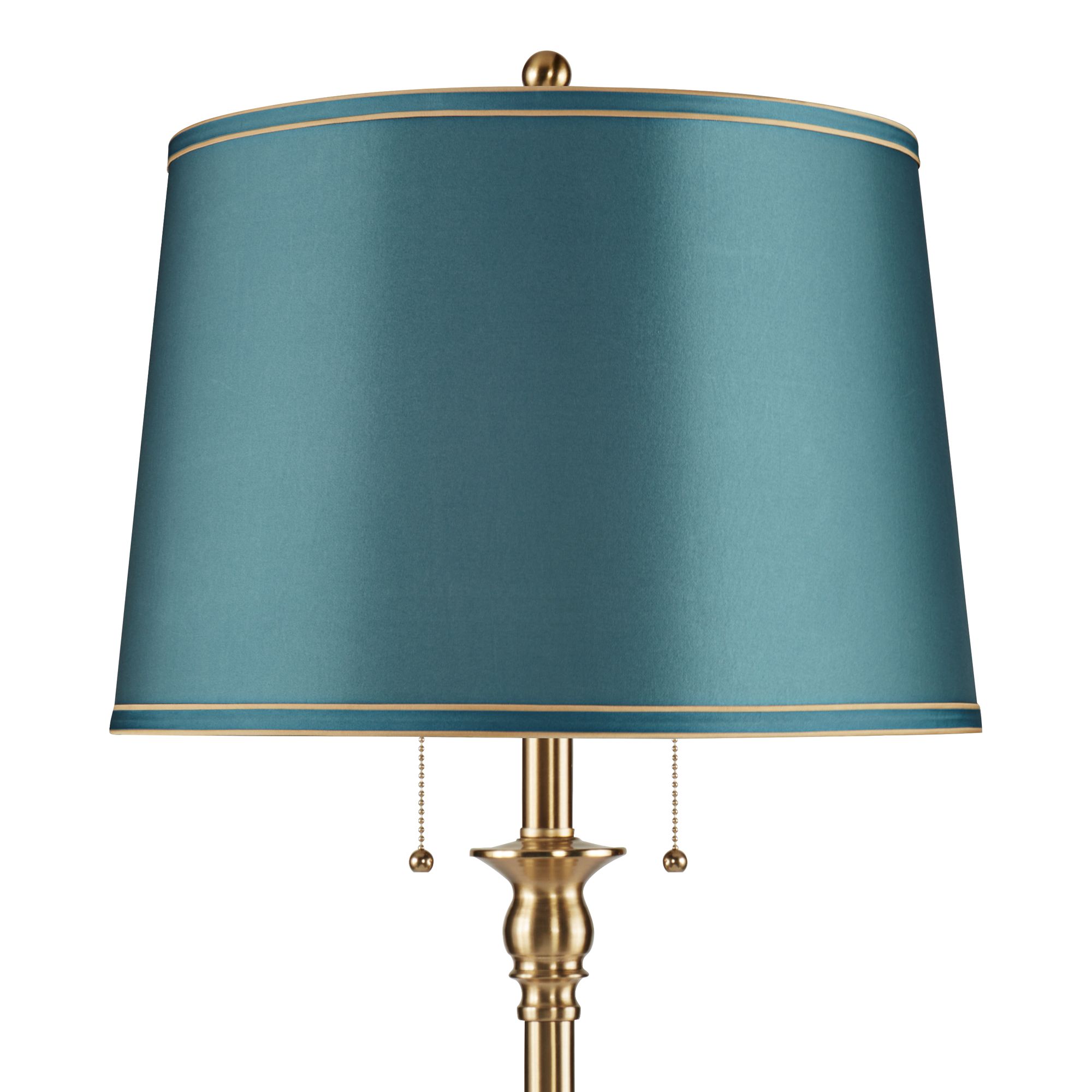Image 2 Dyna 58" High Antique Brass and Soft Teal Shade 2-Light Floor Lamp more views