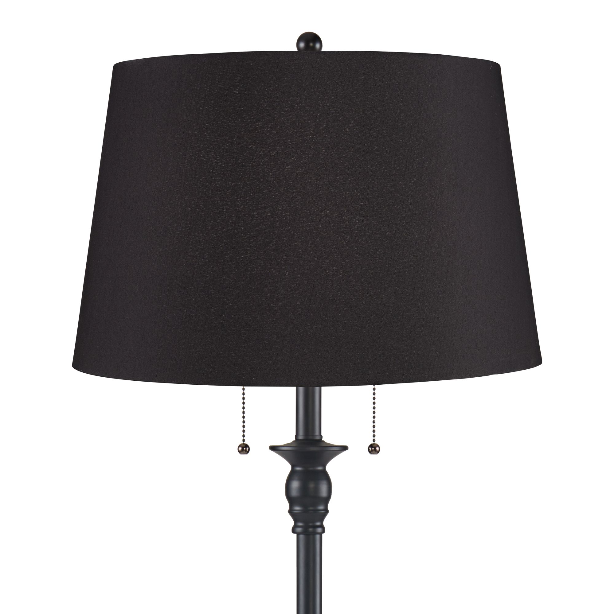 Image 2 Dyna 58" High Black and Black Faux Silk Shade 2-Light Floor Lamp more views