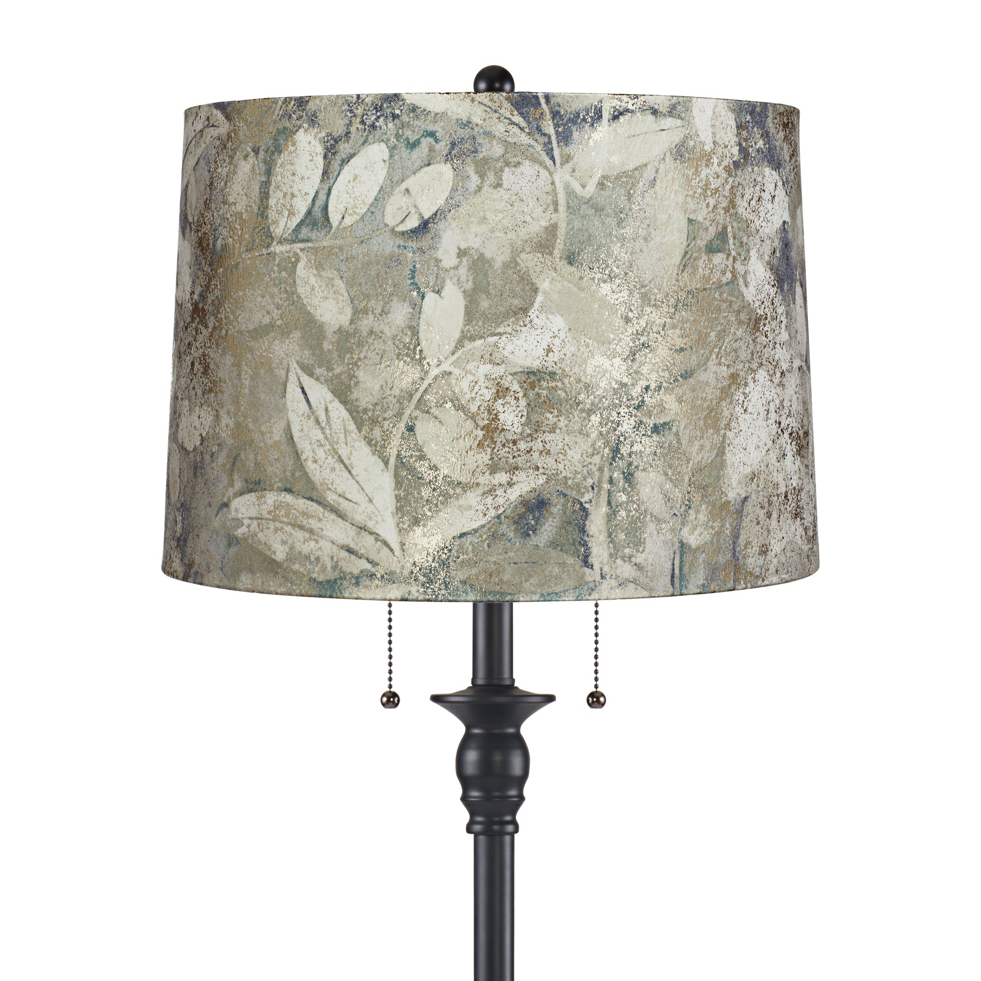 Image 2 Dyna 58" High Black and Botanical Velvet Shade 2-Light Floor Lamp more views