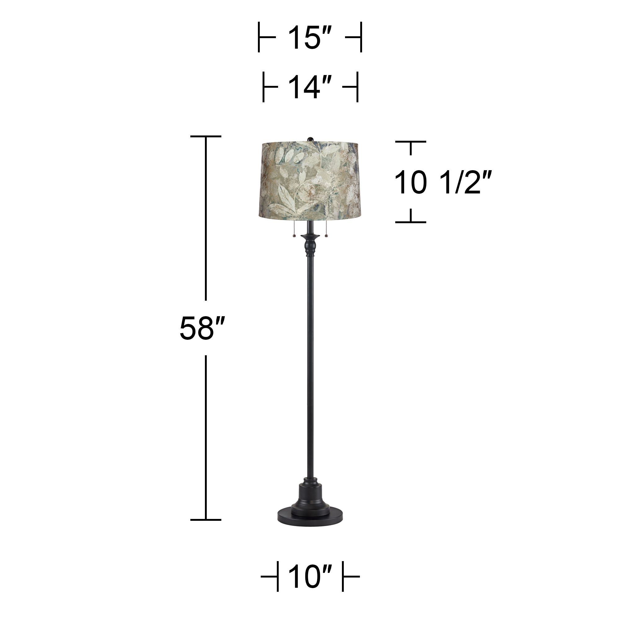 Image 5 Dyna 58" High Black and Botanical Velvet Shade 2-Light Floor Lamp more views