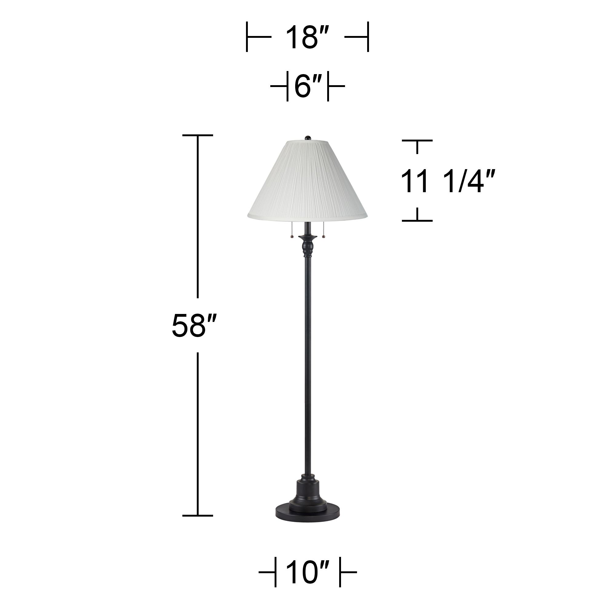 Dyna 58" High Black and Ivory Pleated Shade 2-Light Floor Lamp