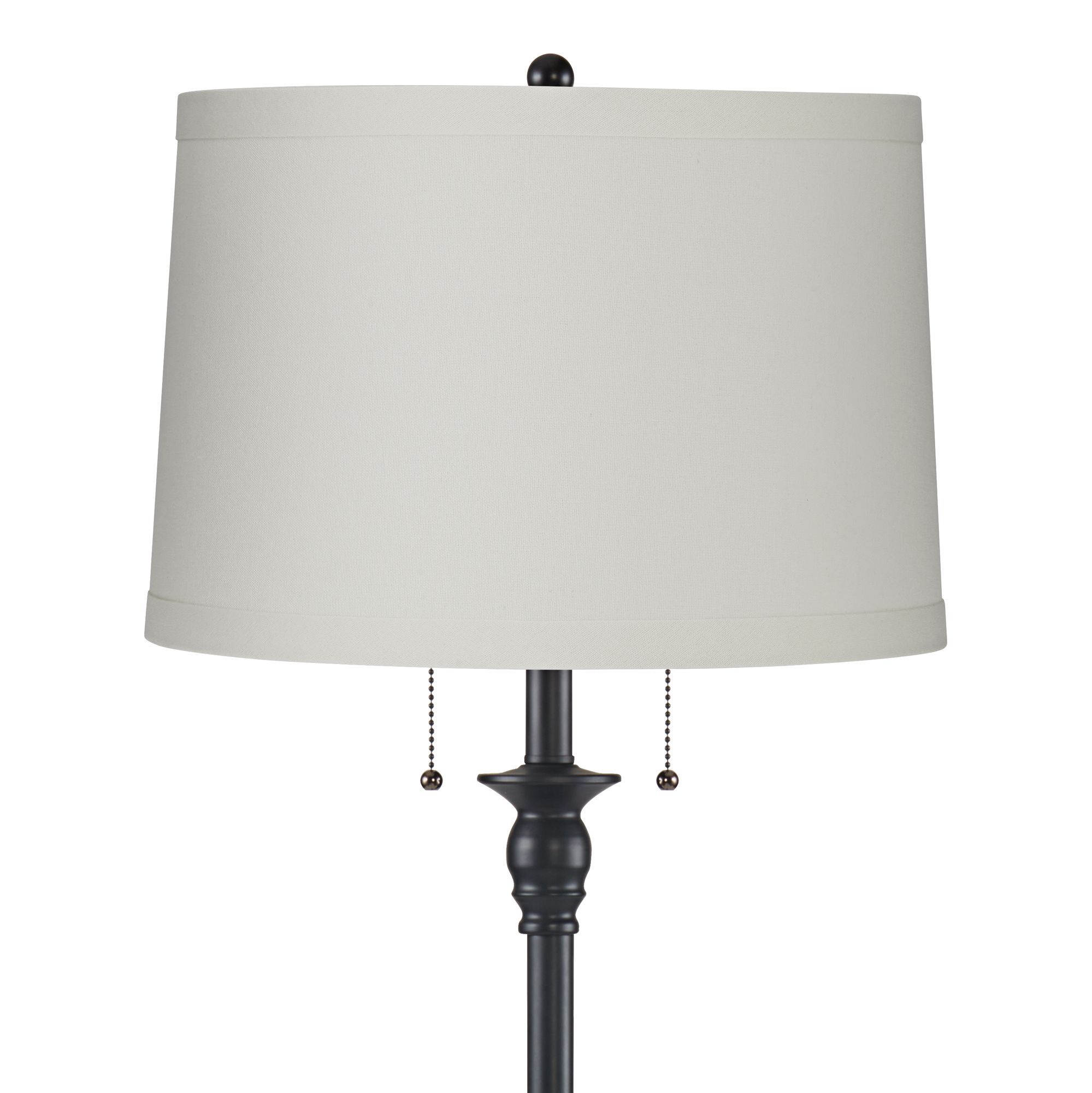 Thumbnail2 of Dyna 58" High Black and Off-White Linen Shade 2-Light Floor Lamp more views