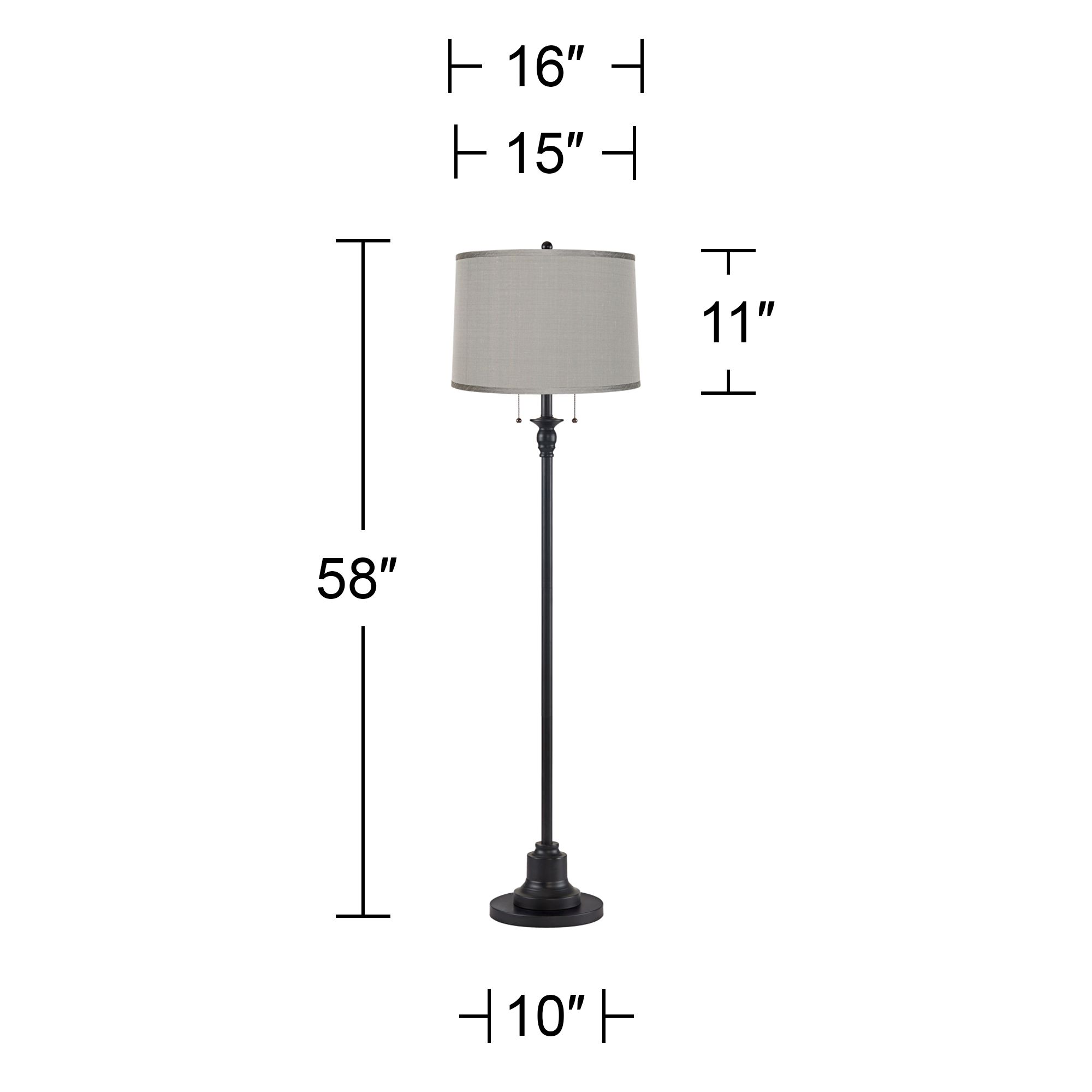 Dyna 58" High Black and Platinum Gray Shade 2-Light Floor Lamp