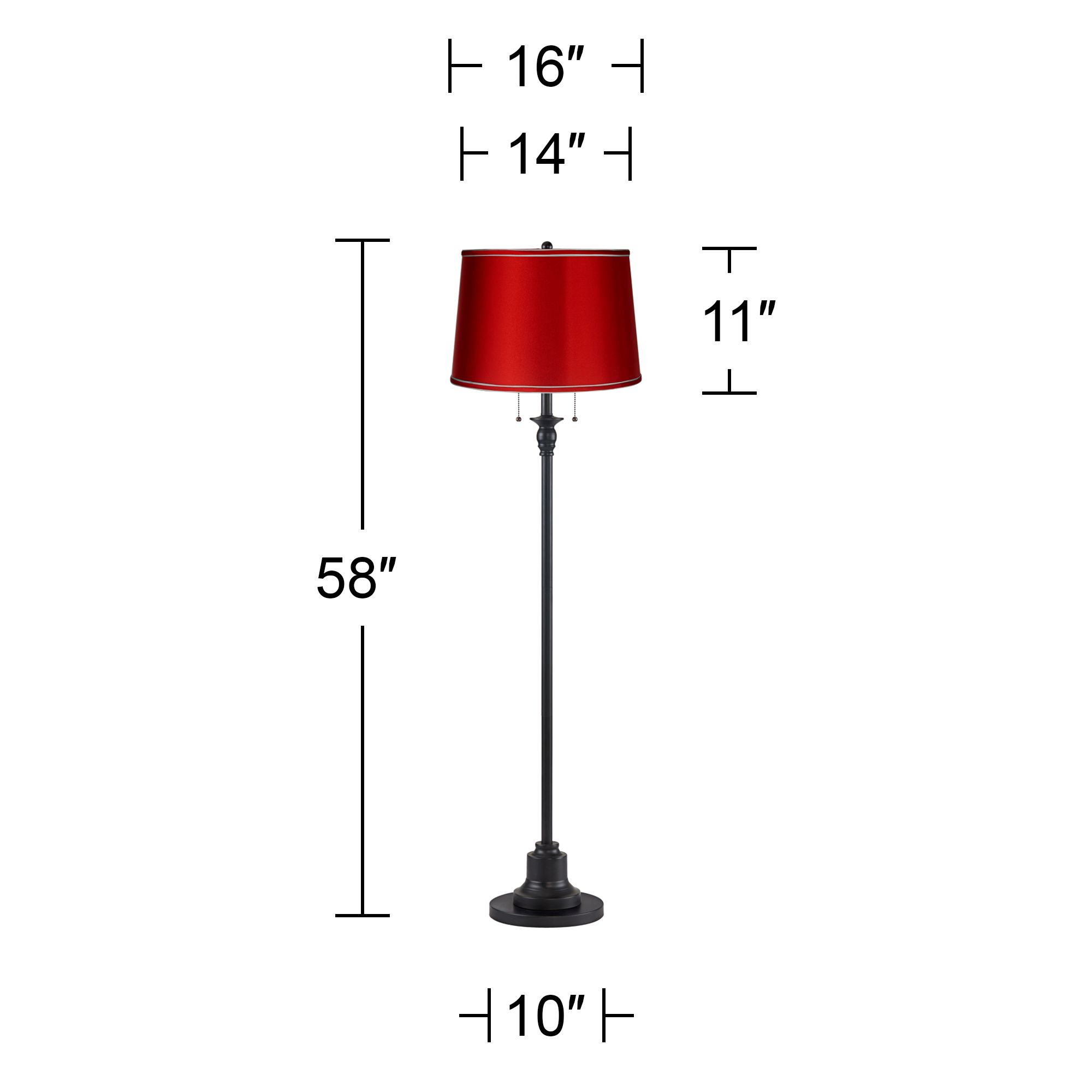 Image 5 Dyna 58" High Black and Satin Red Shade 2-Light Floor Lamp more views