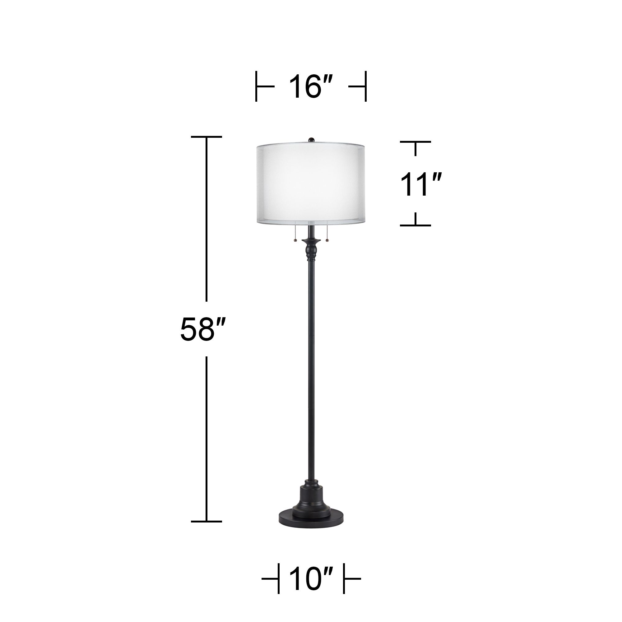 Image 5 Dyna 58" High Black and Sheer Silver 2-Light Floor Lamp more views