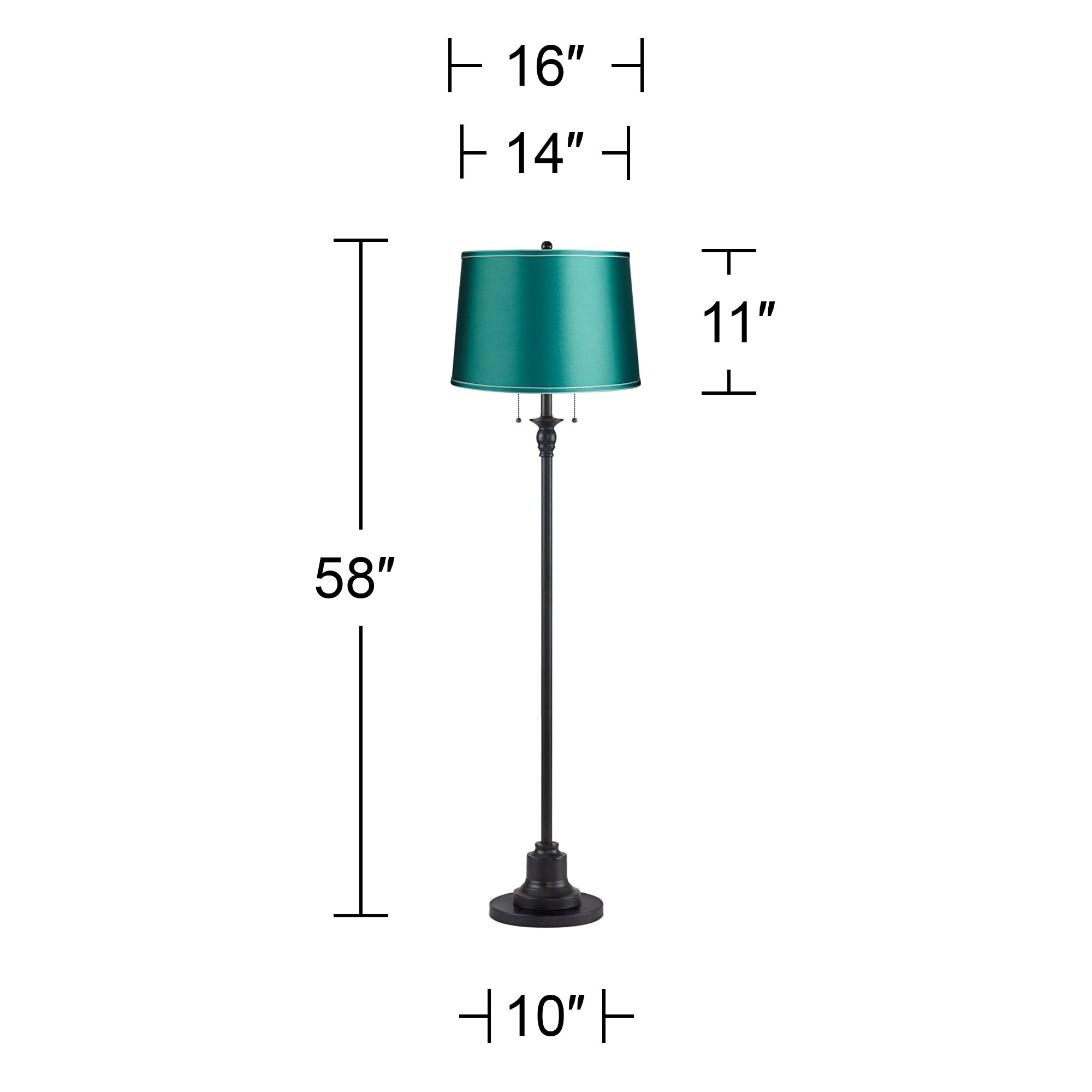 Image 5 Dyna 58" High Black and Soft Teal Shade 2-Light Floor Lamp more views