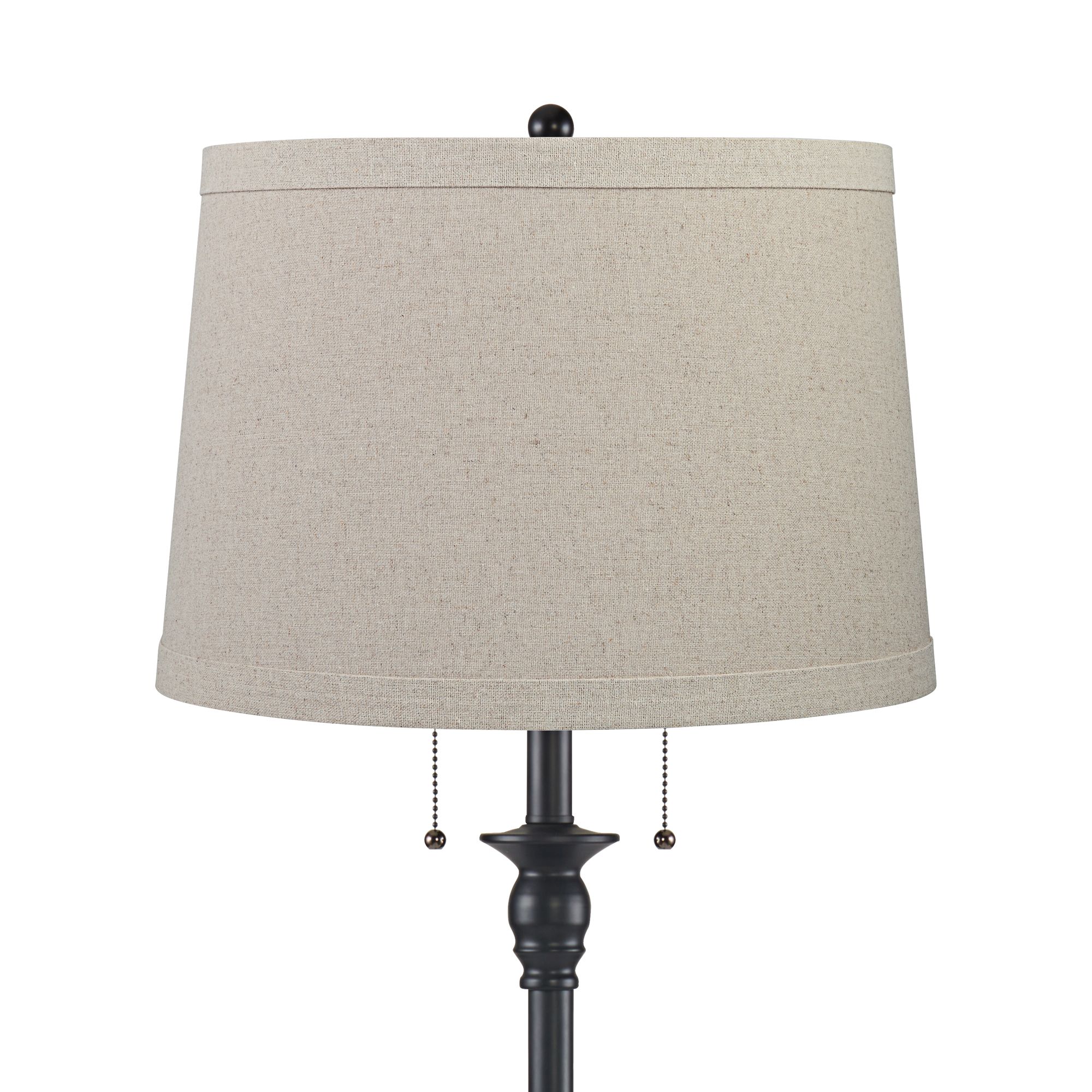 Image 2 Dyna 58" High Black and Taupe Burlap Shade 2-Light Floor Lamp more views