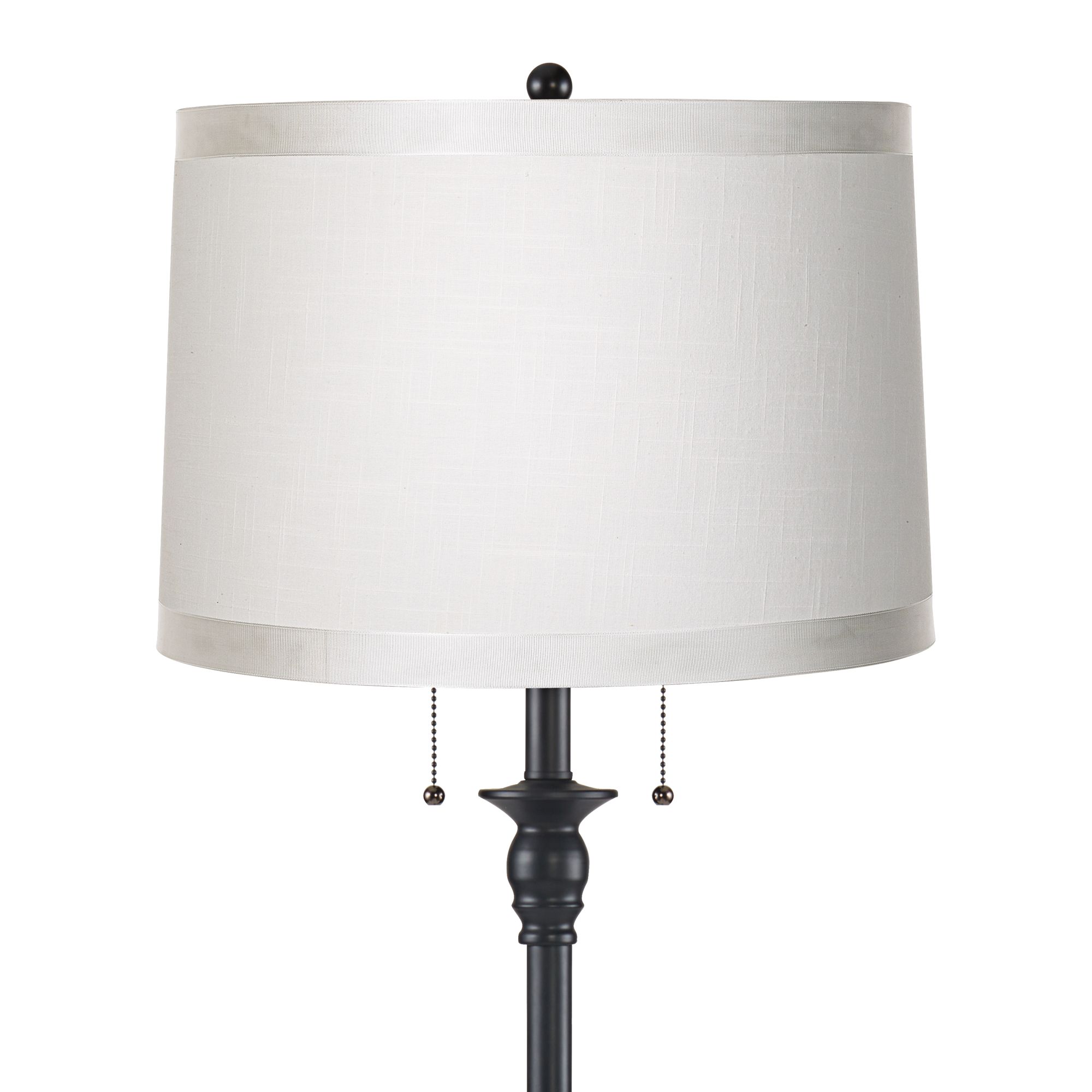 Image 2 Dyna 58" High Black and White Grosgrain Drum Shade 2-Light Floor Lamp more views