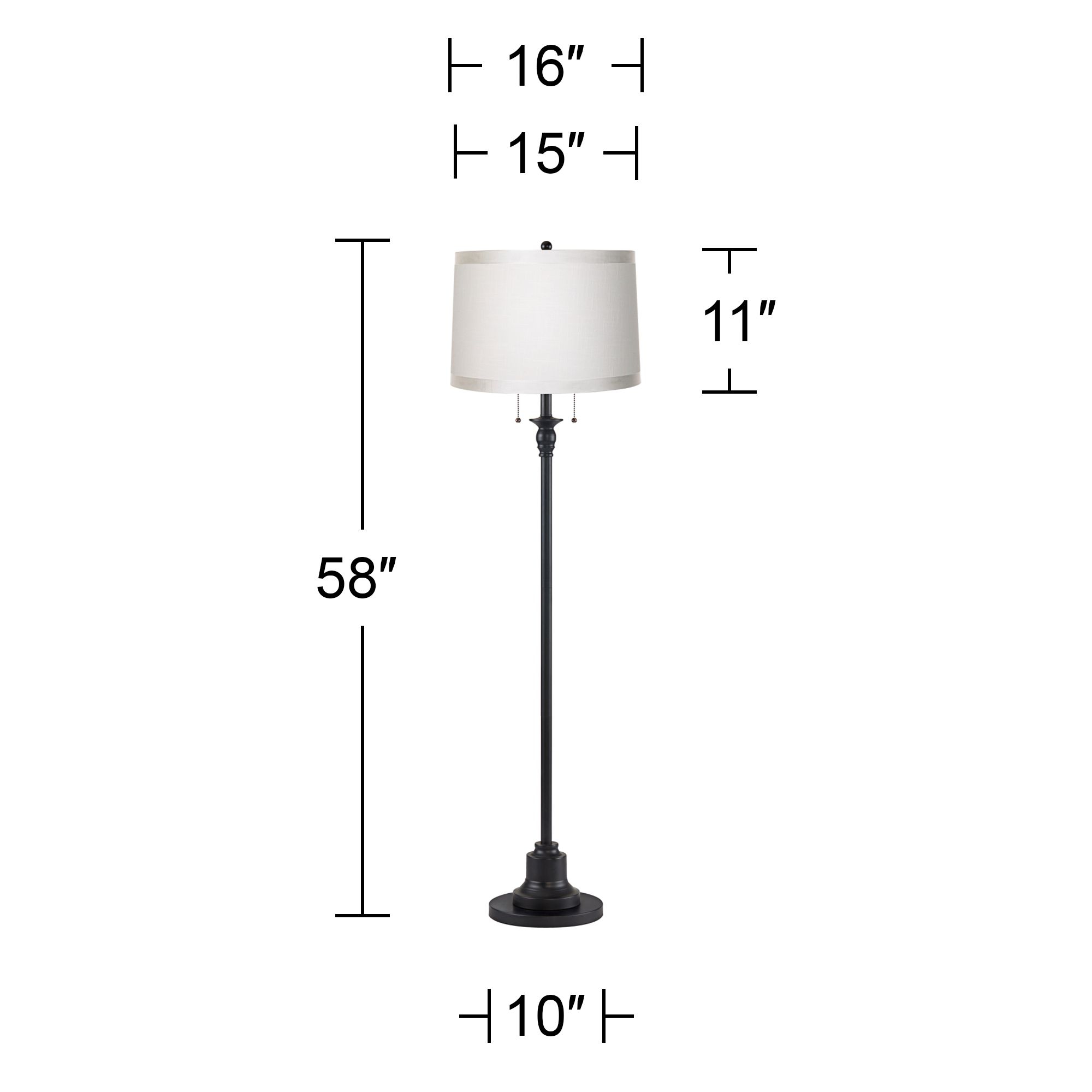 Image 5 Dyna 58" High Black and White Grosgrain Drum Shade 2-Light Floor Lamp more views