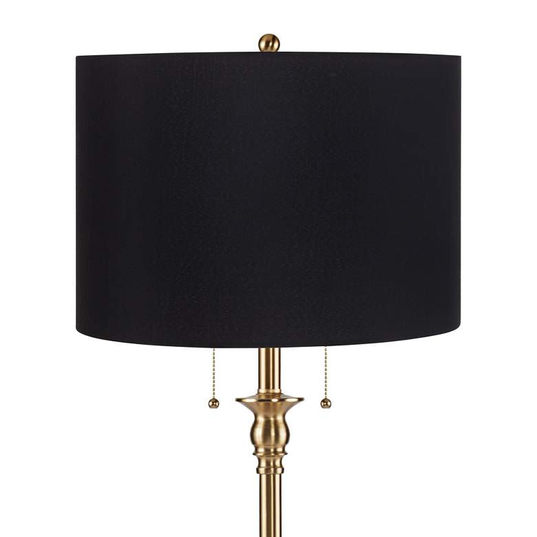 Image 2 Dyna 58" High Antique Brass and Black Drum Shade 2-Light Floor Lamp more views