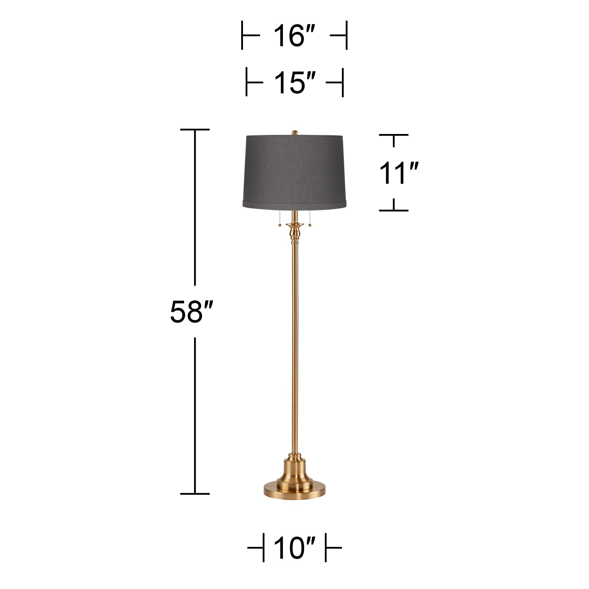 Image 5 Dyna 58" High Antique Brass and Charcoal Drum Shade 2-Light Floor Lamp more views