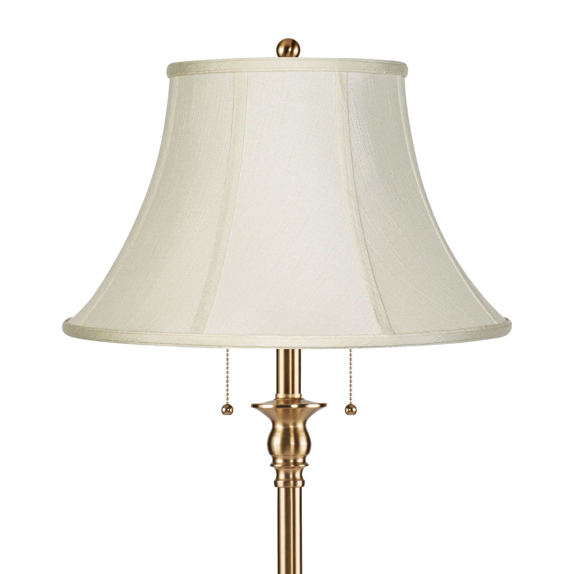 Image 2 Dyna 58" High Antique Brass and Creme Bell Shade 2-Light Floor Lamp more views