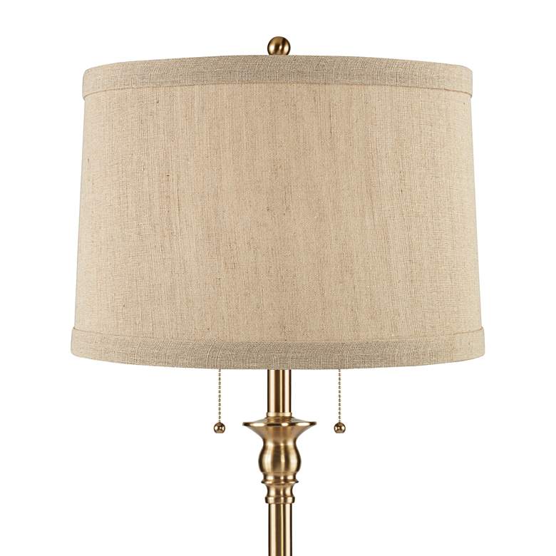 Image 2 Dyna 58" High Antique Brass and Natural Linen Shade 2-Light Floor Lamp more views