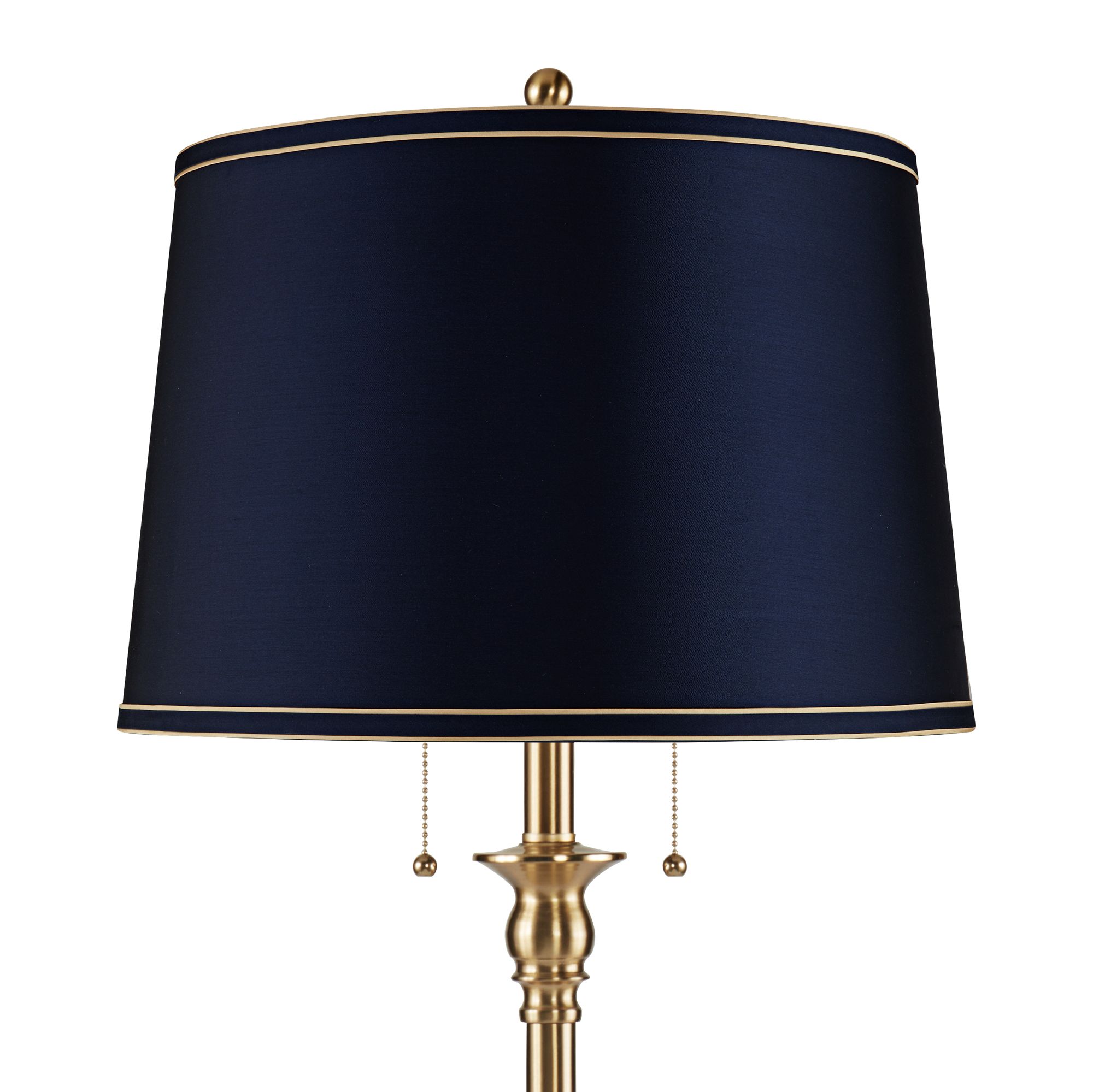 Image 2 Dyna 58" High Antique Brass and Navy Drum Shade 2-Light Floor Lamp more views