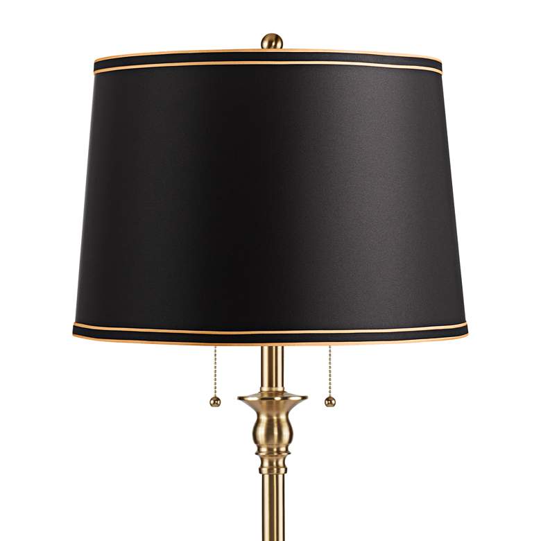Image 2 Dyna 58" High Antique Brass and Satin Black Shade 2-Light Floor Lamp more views
