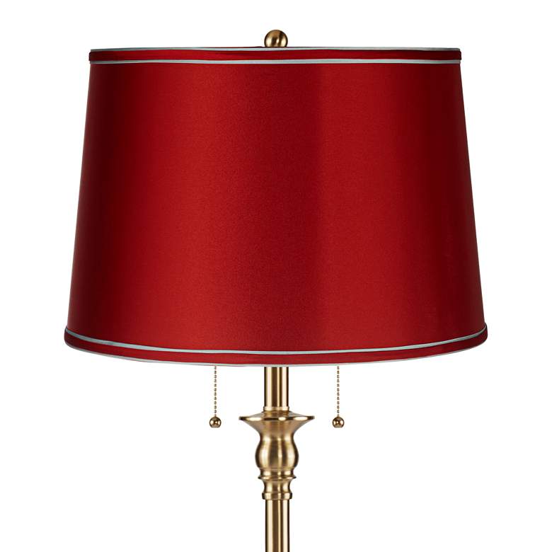 Image 2 Dyna 58" High Antique Brass and Satin Red Shade 2-Light Floor Lamp more views