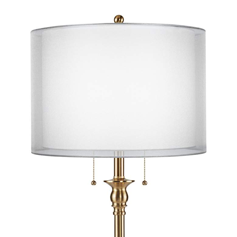 Image 2 Dyna 58" High Antique Brass and Sheer Silver Shade 2-Light Floor Lamp more views