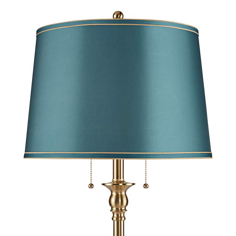 Image 2 Dyna 58" High Antique Brass and Soft Teal Shade 2-Light Floor Lamp more views