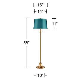 Image5 of Dyna 58" High Antique Brass and Soft Teal Shade 2-Light Floor Lamp more views