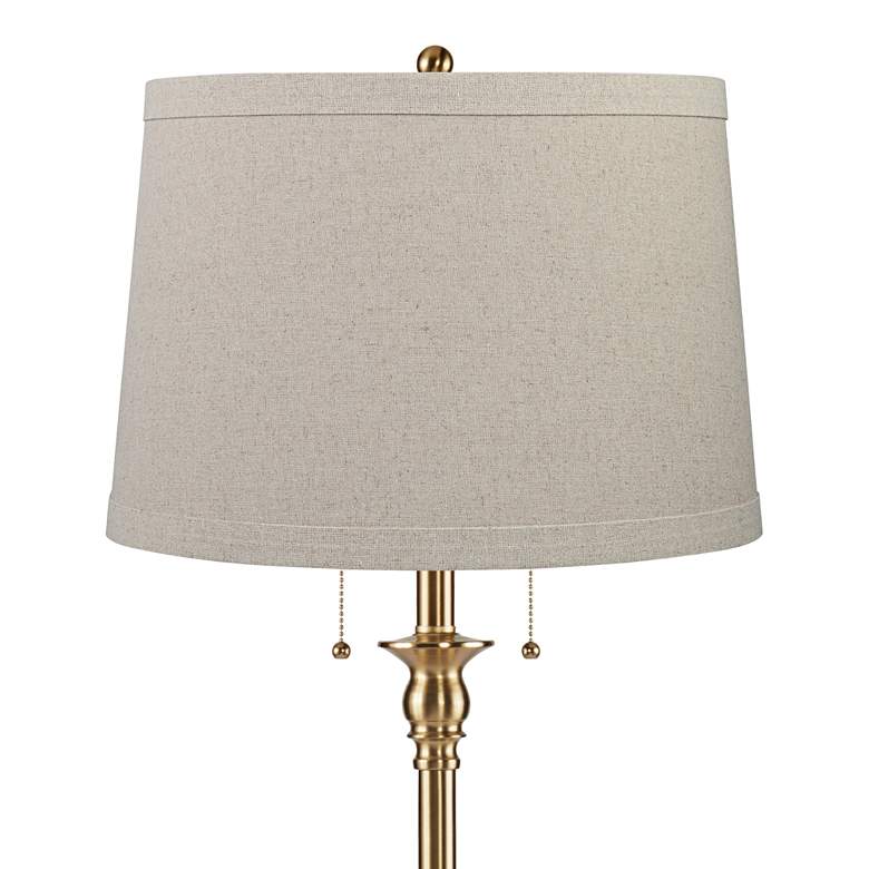 Image 2 Dyna 58" High Antique Brass and Taupe Burlap Shade 2-Light Floor Lamp more views