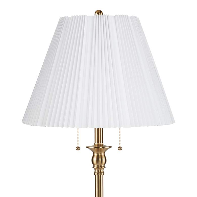 Image 2 Dyna 58" High Antique Brass and White Pleated Shade 2-Light Floor Lamp more views