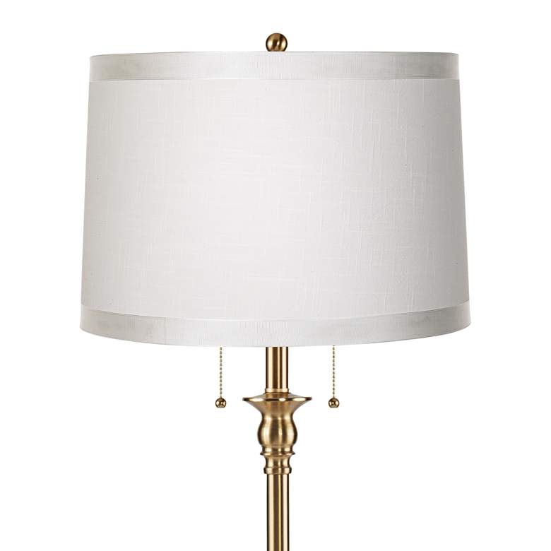 Image 2 Dyna 58" High Antique Brass and White Ribbon Shade 2-Light Floor Lamp more views