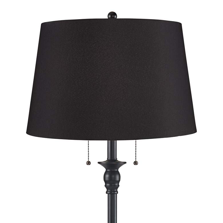 Image 2 Dyna 58" High Black and Black Faux Silk Shade 2-Light Floor Lamp more views