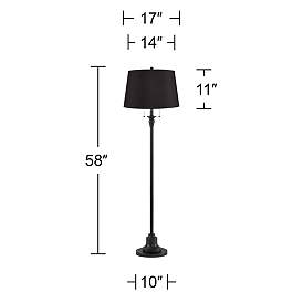Image5 of Dyna 58" High Black and Black Faux Silk Shade 2-Light Floor Lamp more views
