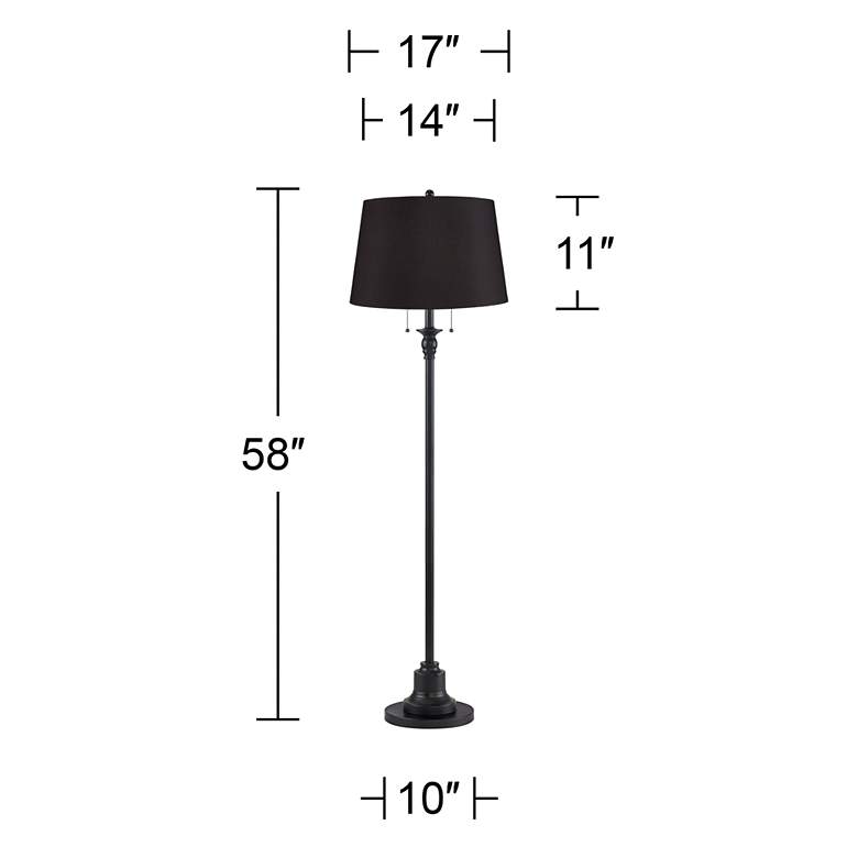 Image 5 Dyna 58" High Black and Black Faux Silk Shade 2-Light Floor Lamp more views
