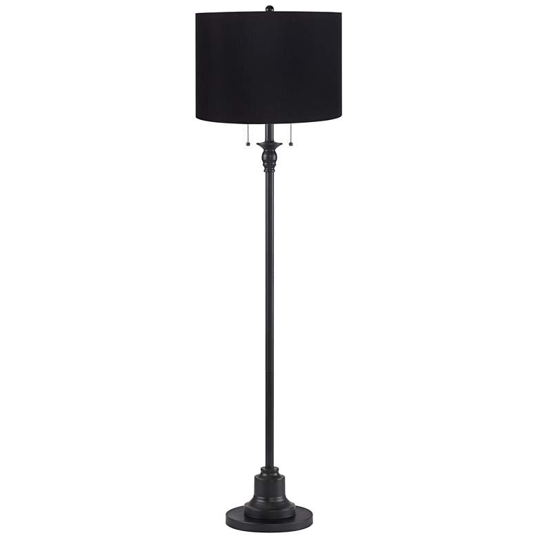 Image 1 Dyna 58" High Black and Black Hardback Shade 2-Light Floor Lamp