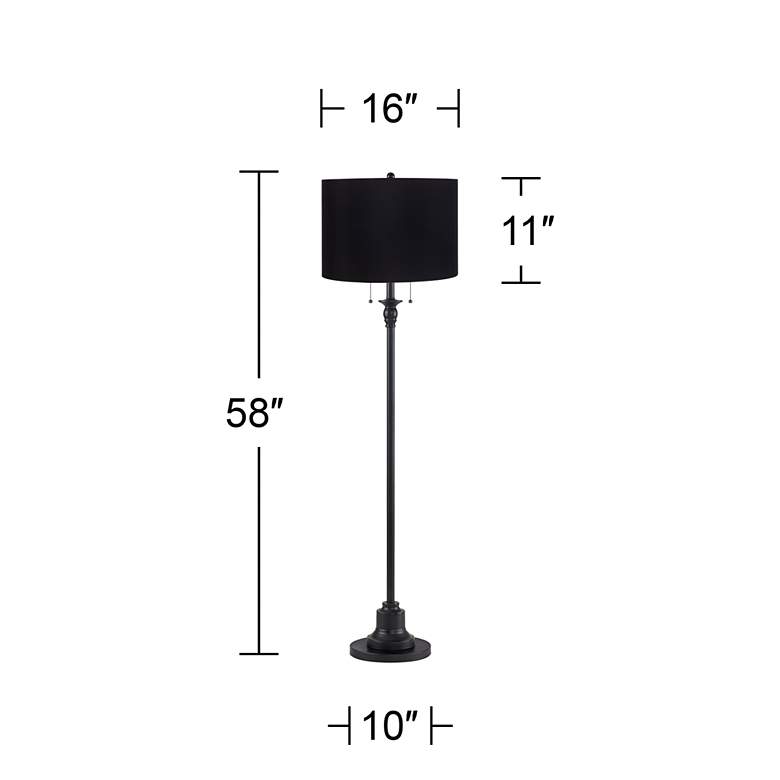 Image 5 Dyna 58" High Black and Black Hardback Shade 2-Light Floor Lamp more views
