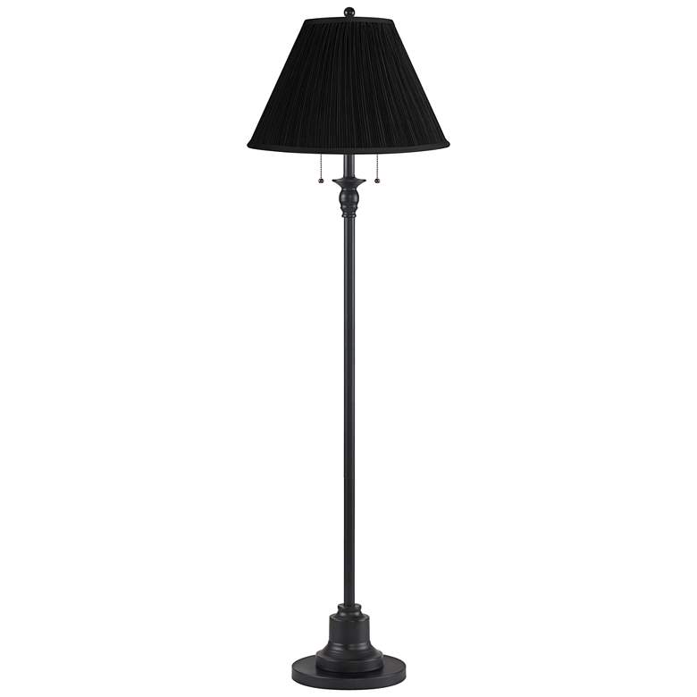 Image 1 Dyna 58" High Black and Black Pleated Shade 2-Light Floor Lamp