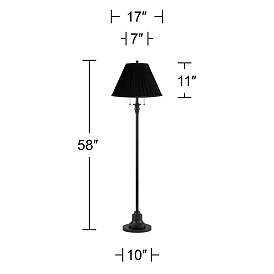 Image5 of Dyna 58" High Black and Black Pleated Shade 2-Light Floor Lamp more views