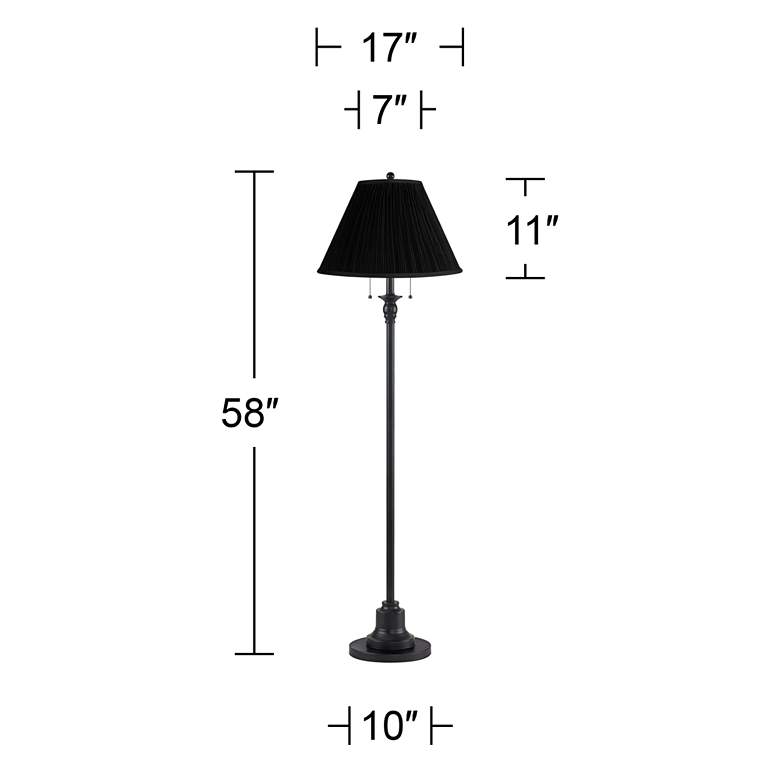 Image 5 Dyna 58" High Black and Black Pleated Shade 2-Light Floor Lamp more views