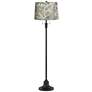 1_Dyna 58" High Black and Botanical Velvet Shade 2-Light Floor Lamp