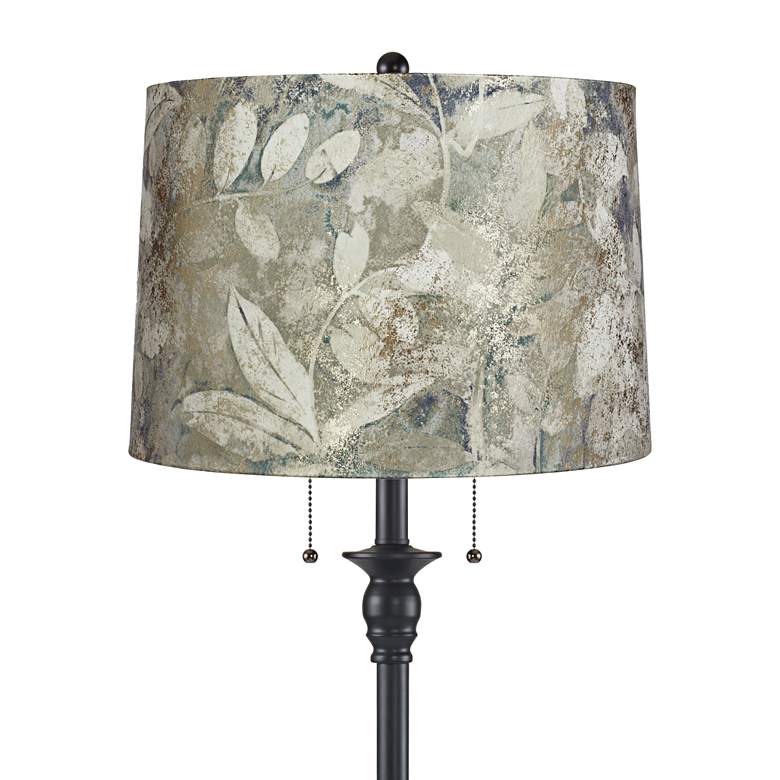 Image 2 Dyna 58" High Black and Botanical Velvet Shade 2-Light Floor Lamp more views