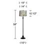 5_Dyna 58" High Black and Botanical Velvet Shade 2-Light Floor Lamp more views