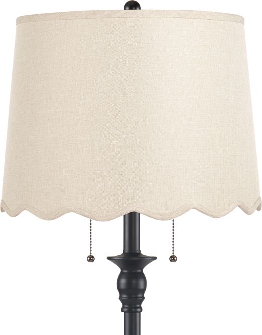 Image 2 Dyna 58" High Black and Cream Scalloped Shade 2-Light Floor Lamp more views