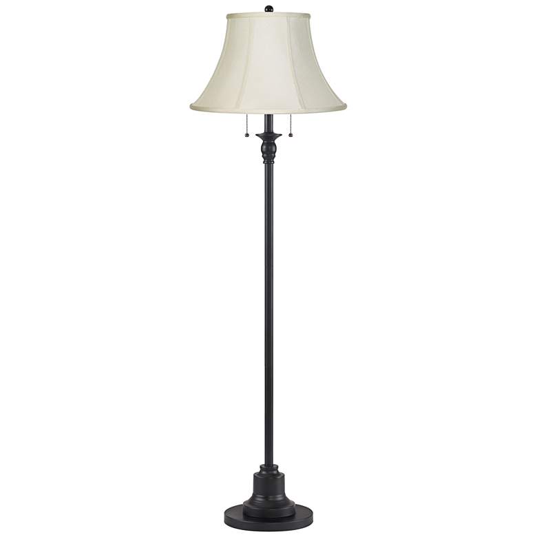 Image 1 Dyna 58" High Black and Creme 2-Light Floor Lamp