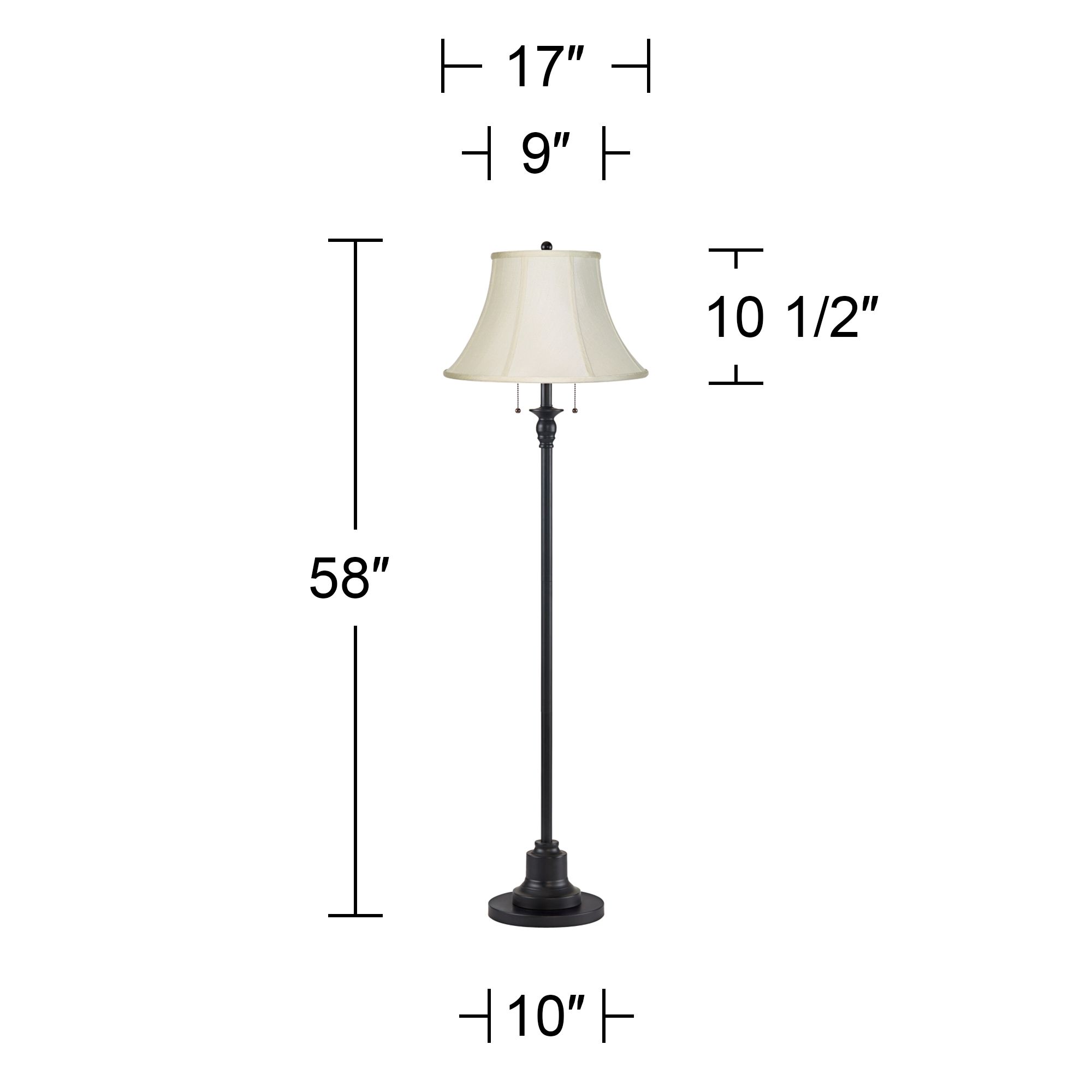 Image 5 Dyna 58" High Black and Creme 2-Light Floor Lamp more views