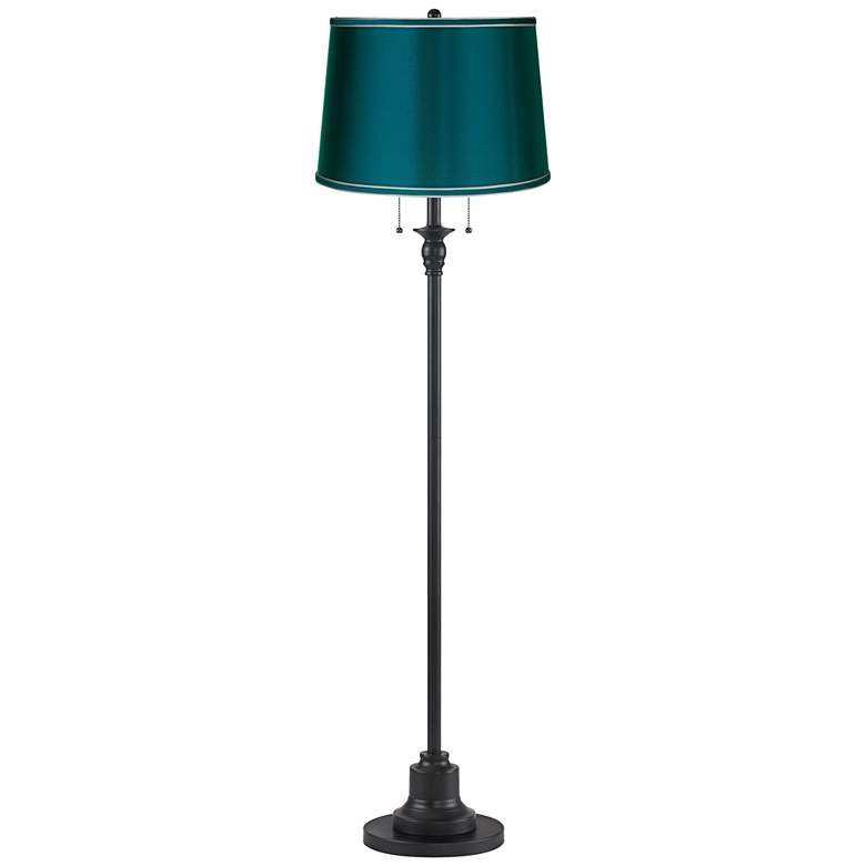 Image 1 Dyna 58" High Black and Deep Teal Shade 2-Light Floor Lamp