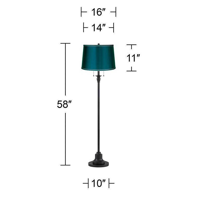 Image 5 Dyna 58" High Black and Deep Teal Shade 2-Light Floor Lamp more views