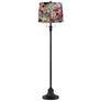 1_Dyna 58" High Black and Floral Velvet Shade 2-Light Floor Lamp