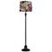Dyna 58" High Black and Floral Velvet Shade 2-Light Floor Lamp